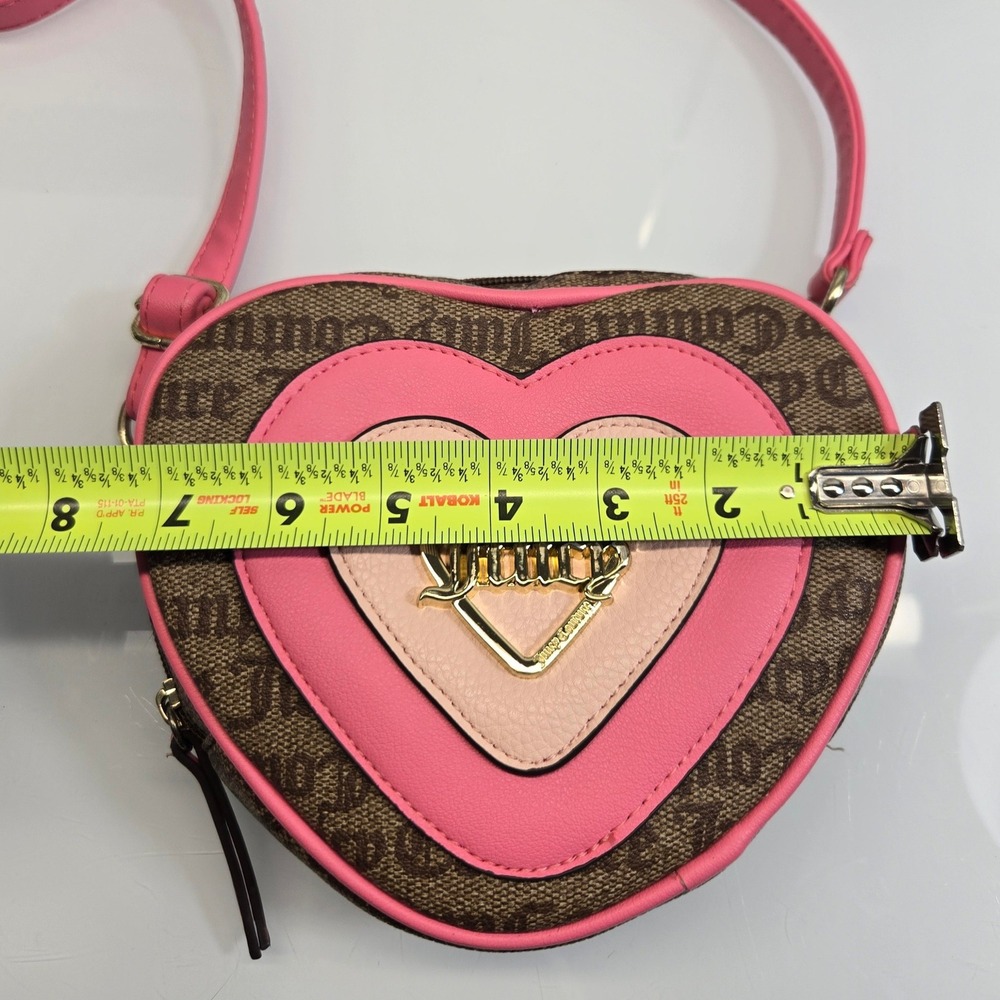 Juicy Couture Love Never Dies Heart Crossbody Bag Juicy Pink Cafe Brown Logo Y2K - Picture 9 of 12